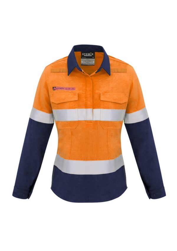 Womens Fr Closed Front Hooped Taped Spliced Shirt - Image 7
