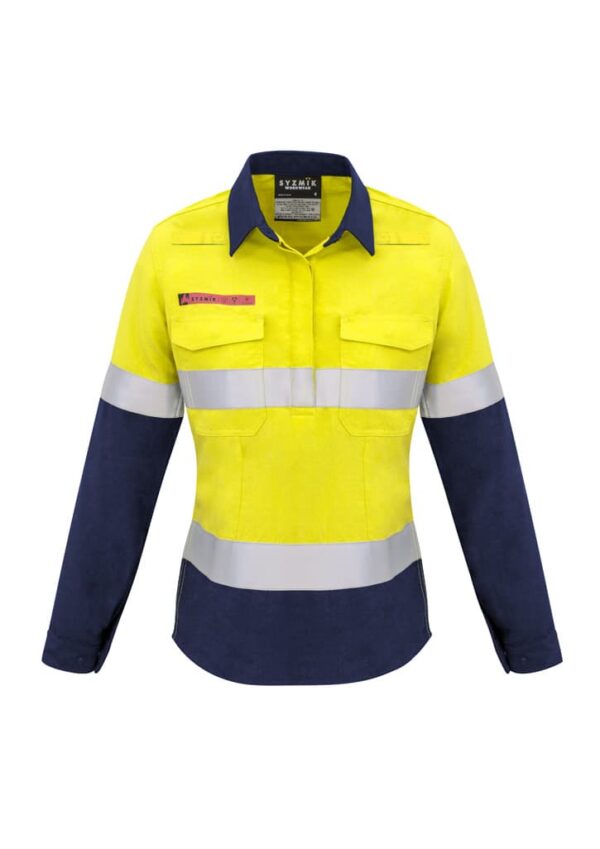 Womens Fr Closed Front Hooped Taped Spliced Shirt - Image 4