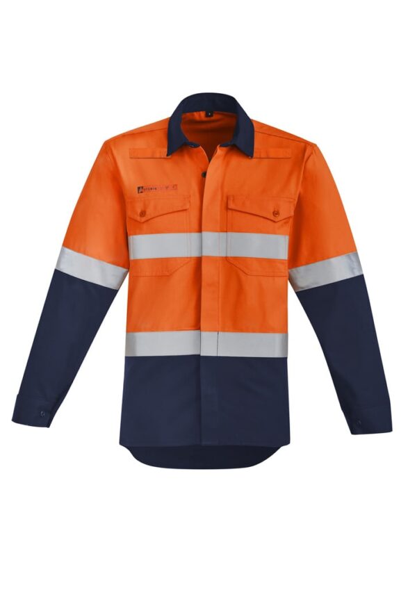 Mens Orange Flame Hi Vis Open Front Spliced Shirt - Hoop Taped - Image 14