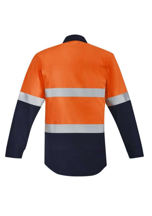 Mens Orange Flame Hi Vis Open Front Spliced Shirt - Hoop Taped - Image 4