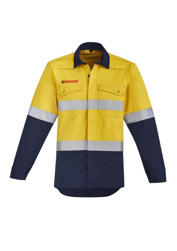 Mens Orange Flame Hi Vis Open Front Spliced Shirt - Hoop Taped - Image 6