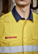 Mens Orange Flame Lightweight Ripstop Spliced Shirt - Hoop Taped