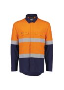 Mens Orange Flame Lightweight Ripstop Spliced Shirt - Hoop Taped