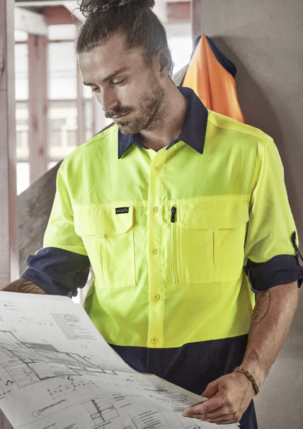 Mens Hi Vis Outdoor Long Sleeve Shirt - Image 17