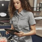 Womens Lightweight Tradie Short Sleeve Shirt - Grey